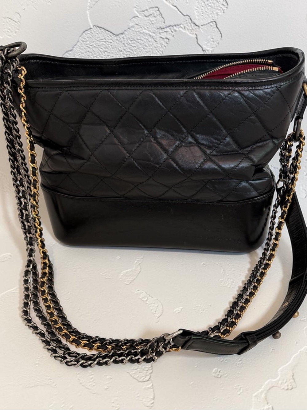 CHANEL small Black Leather Gabrielle Hobo Bag with multi Chain-Strap Detail